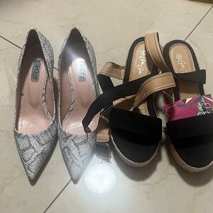 Snakeskin and Black Sandals